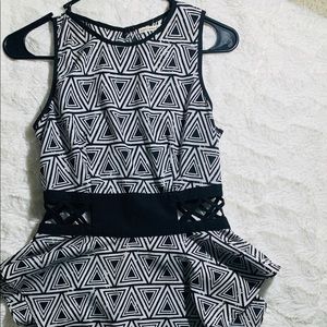 Black and White Peplum Top